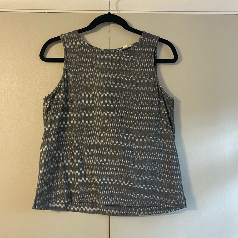 Eileen Fisher-Sleeveless Grey Patterned Women's Top-Organic cotton